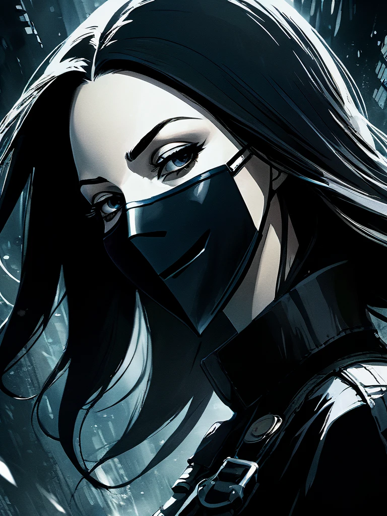 Super Closeup Portrait, Surreal Harmony, V for Vendetta, Dark Atmosphere, CloseUp, ergo Proxy Diving down, sideview, 70s, stylish, bright, high contrast, postapocalyptic, very detailed, hd