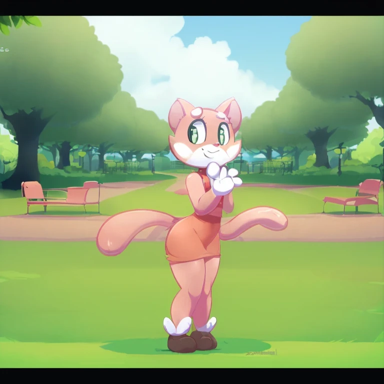 masterpiece, best_quality, furry_female, felid, shima_luan, solo, (front, facing_viewer:1.2), standing, cute, smiling, <lora:y-Shima:0.9>, garden, (letterboxed, park, visually_stunning:1.5), trees, (art_by_zonkpunch, art_by_miles_df:1.3)