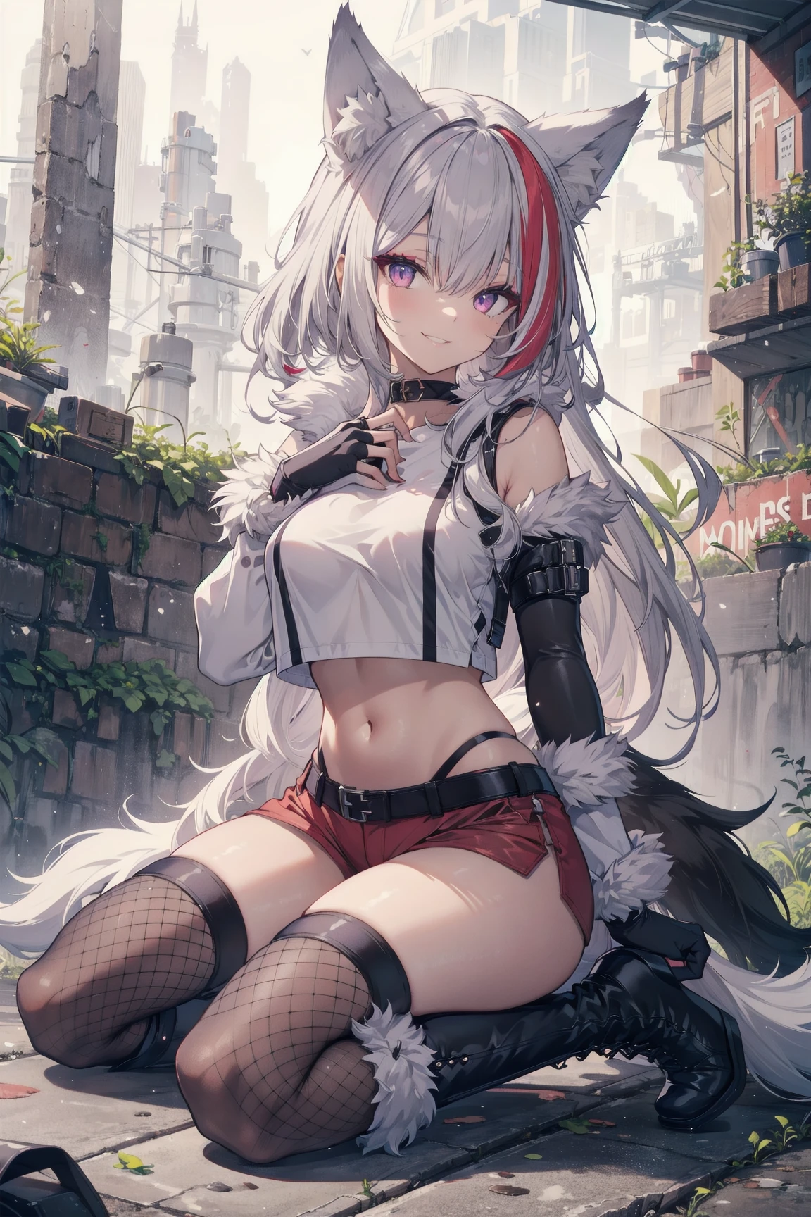 (best quality, masterpiece:1.2), anime, ultra high res, ambient lighting, cinematic lighting, Exquisite details and textures, dusty air, light particle, 1girl, full body, small breasts, detailed face, slim body, abs, silver hair, long hair, animal ears, ferris wheel, caf, beach, sea, shadows, reflection, depth of field, professional lighting, photon mapping, radiosity, <lora:platinum:0.7>,