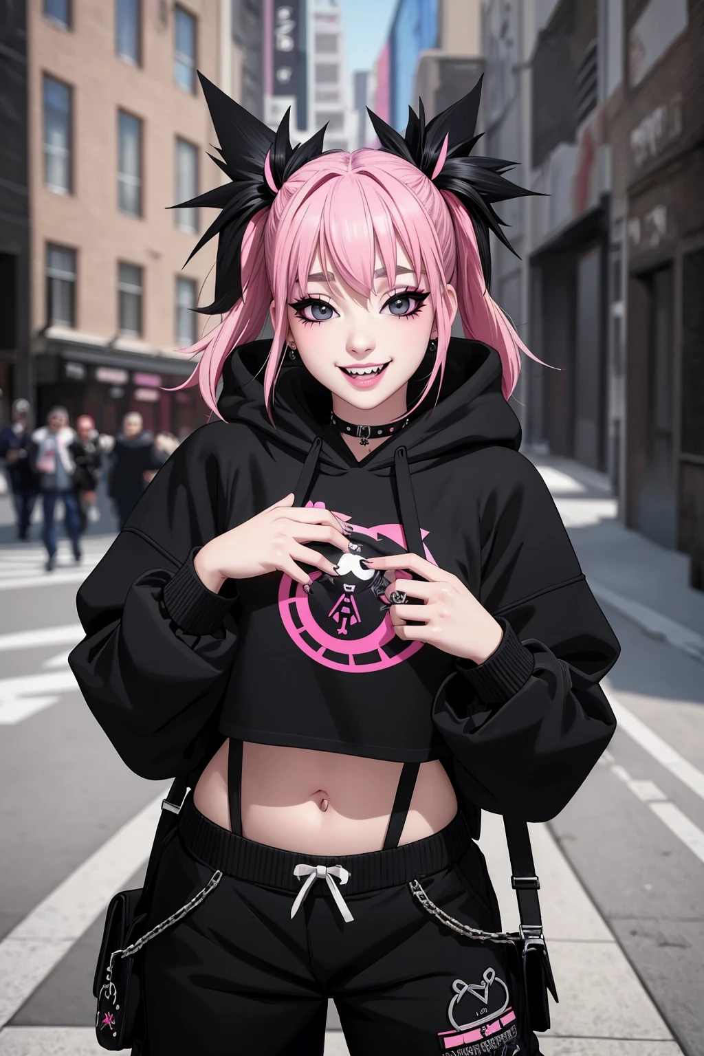 ((Masterpiece, best quality,edgQuality)),
smiling,excited,
edgPastelGoth,a woman in a black hoodie and cargo pants ,wearing edgPastelGoth
<lora:edgPastelHoodies:1>