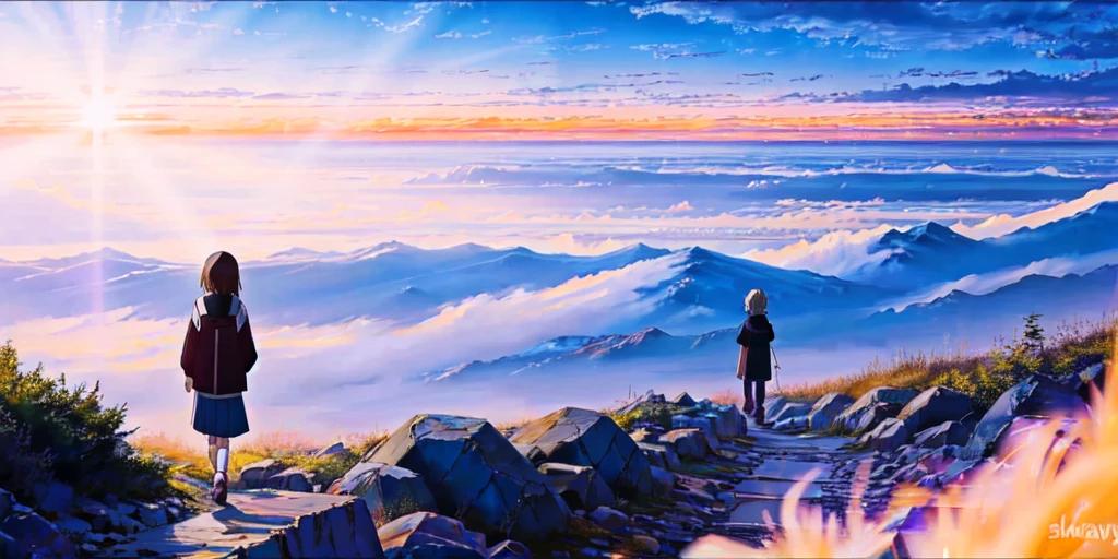 <lora:BlossomMixV3.0-000012:0.9> animevibes,
scenery, sky, outdoors, a girl walking, cloud, day