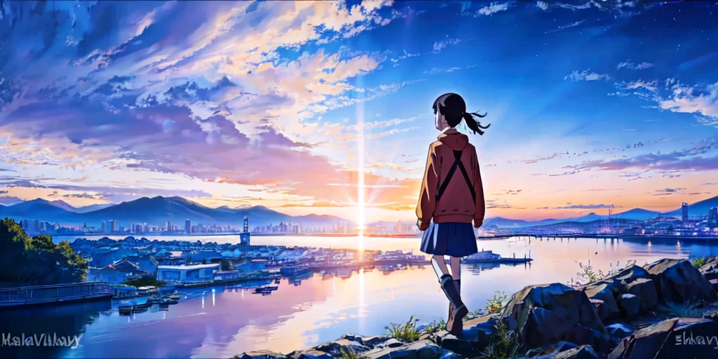 <lora:BlossomMixV3.0-000012:0.9> animevibes,
scenery, sky, outdoors, a girl walking, cloud, day