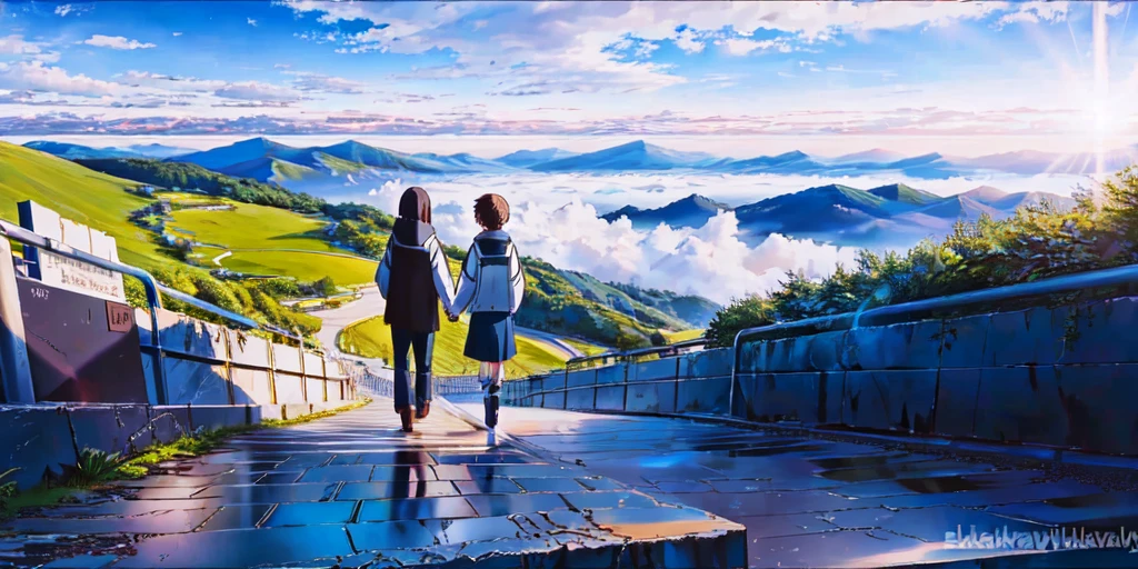 <lora:BlossomMixV3.0-000012:0.9> animevibes, 
scenery, sky, outdoors, a girl walking, cloud, day