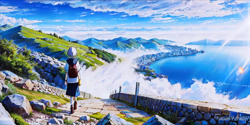 <lora:BlossomMixV3.0-000012:1> animevibes, 
scenery, sky, outdoors, a girl walking, cloud, day