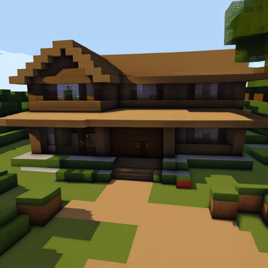 best quality,masterpiece,highly detailed,ultra-detailed, <lora:neg4all_bdsqlsz_V3.5:-1 > <lora:minecraft_last:1> a house   in minecraft world ,game cg,