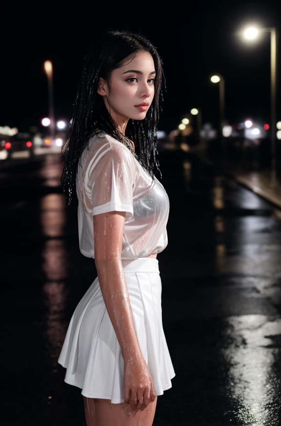 glamour photography, (1girl, Nigerian, 20 years old) wet in the street at night, wet skin, wet hair, wet white blouse, wet skirt, from side, <lora:Detail Slider V2 By Stable :0.4> <lora:NOISEOFFSET_V2_BY_STABLE_YOGI:0.8> "