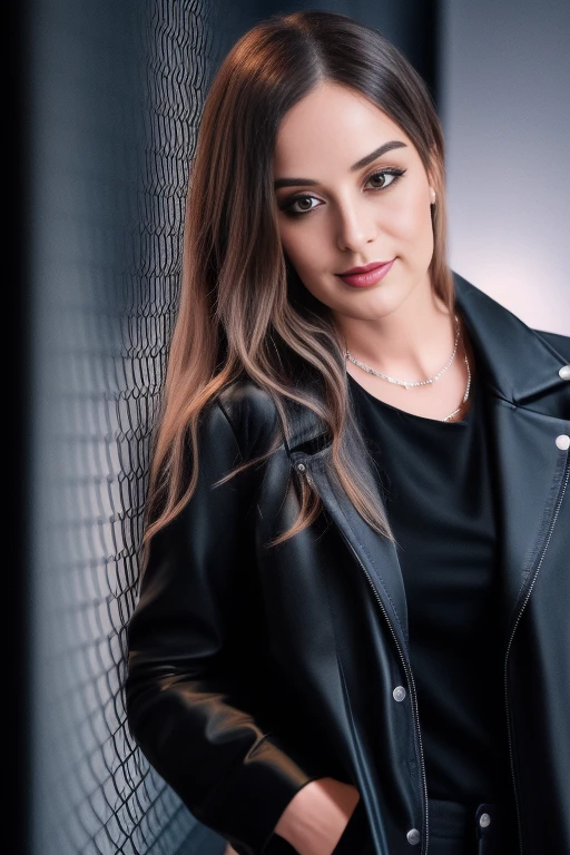 a woman in a black jacket and jeans posing for a picture with a black background and a black background, Mayichi, studio portrait, a portrait, private press
masterpiece,best quality,high quality,highres,natural light,ray tracing,volumetric light,realistic,photorealistic,ultra highres,vivid, <lora:Mayichi-000001:1>