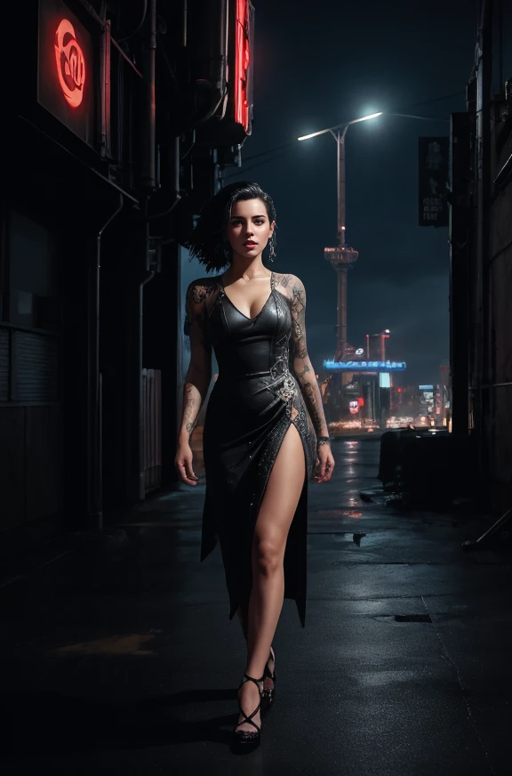 A photo of a beautiful cute young woman medium hair, with a decorated dress, safe for work (SFW), gorgeous face, Realistic Proportions, Concept art by James Gurney and Laurie Greasley, Moody Industrial skyline, ArtstationHQ, Creative character design for cyberpunk 2077, <lora:Detail Slider V2 By Stable :0.4> <lora:NOISEOFFSET_V2_BY_STABLE_YOGI:0.8>
