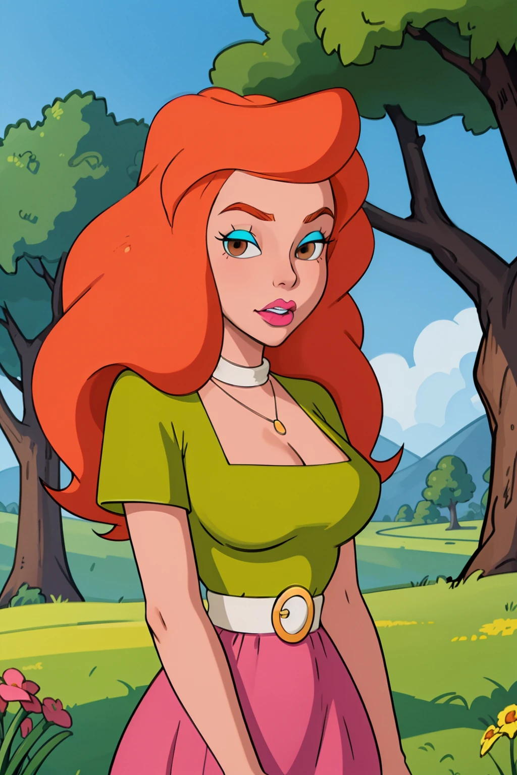 NSFW, hot, ??????, nude, red capturista, carrying a basket on his arm, with a red hood, Perfect face, perfect body, Ultra details on beautiful face, Hair to the wind, ultra details, 8k, closeup on her big round breasts, in the background a forest