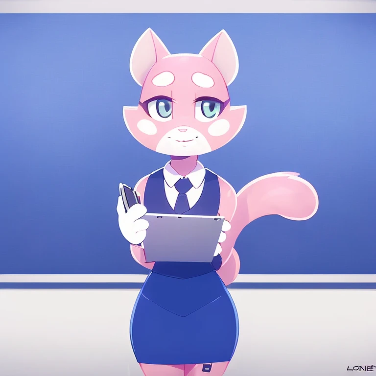 masterpiece, best_quality, furry_female, felid, shima_luan, solo, front, standing, cute, smiling, <lora:y-Shima:0.9>, office, (cinematic, office_background:1.5), holding_clipboard, working, hair_bun, (art_by_loonanudes + art_collab, art_by_miles_df:1.3)