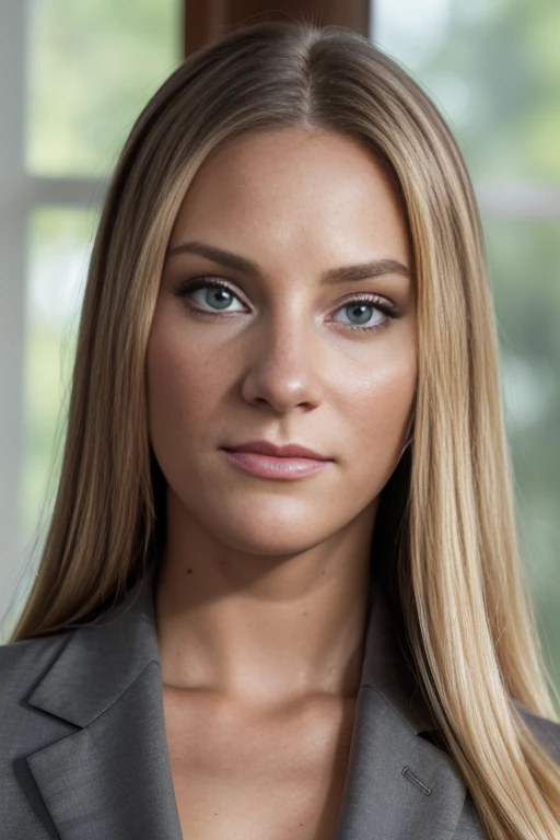 (RAW, analogue, Nikon Z 14mm ultra-wide angle lens, award-winning glamour photograph, ((best quality)), ((masterpiece)), ((realistic)), skin pores, subsurface scattering, radiant light rays, high-res, detailed facial features, high detail, sharp focus, smooth, aesthetic, extremely detailed, (extremely detailed eyes, extremely detailed iris), extremely detailed hair, extremely detailed skin, extremely detailed clothes, octane render, photorealistic, realistic, post-processing, max detail, realistic shadows, roughness, natural skin texture, real life, ultra-realistic, photorealism, photography, 8k UHD, photography, hdr, intricate, elegant, highly detailed, sharp focus, stunning, beautiful, gorgeous), (photorealistic), (realistic), h3ath3rm0rri5 in a suit, (black blazer1.2), standing in front of a desk, full body, blonde hair, blue eyes, indoors, oval office, white house, windows, upper body, morning, bright, photorealistic, realistic, detailed eyes, intricate face, high contrast, <lora:Heather_Morris_PMv1_Lora:1.3>,