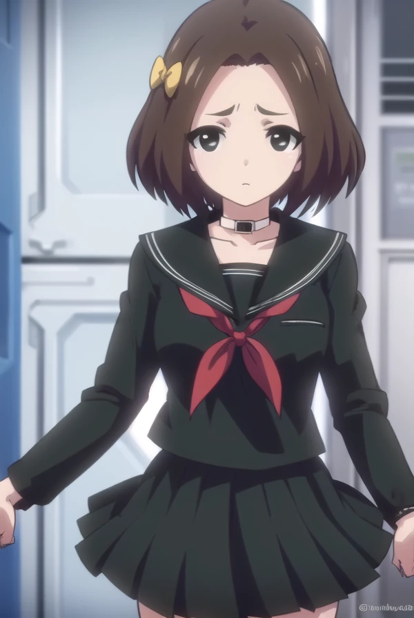 rikamakiba, <lora:rika makiba ova-lora-nochekaiser:1>,
rika makiba, short hair, brown hair, bow, (black eyes:1.5), ahoge, hair bow,
BREAK skirt, thighhighs, long sleeves, school uniform, serafuku, choker, black thighhighs, black skirt, collar, zettai ryouiki, black serafuku,
BREAK indoors, classroom,
BREAK looking at viewer, (cowboy shot:1.5),
BREAK <lyco:GoodHands-beta2:1>, (masterpiece:1.2), best quality, high resolution, unity 8k wallpaper, (illustration:0.8), (beautiful detailed eyes:1.6), extremely detailed face, perfect lighting, extremely detailed CG, (perfect hands, perfect anatomy),