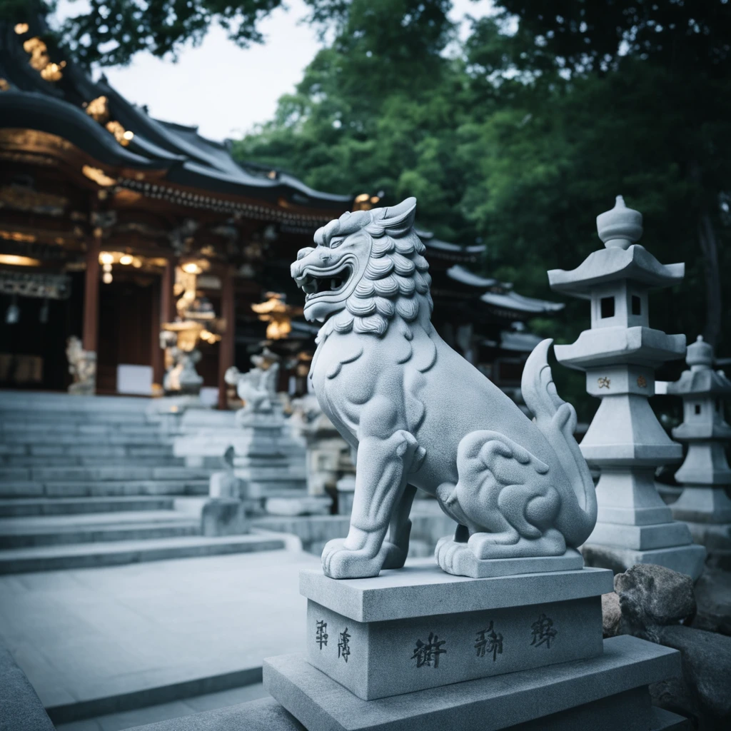 cinematic still best quality, ultra-detailed,
komainu, jinzya, statue, shrine, outdoors, tree, stairs, scenery, real world location, stone lantern, fence, day, architecture, night, sky, east asian architecture, building, realistic, photo background
<lora:sd_xl_offset_example-lora_1.0:0.5>   <lora:Jinzya_SDXL_V1:1> . emotional, harmonious, vignette, highly detailed, high budget, bokeh, cinemascope, moody, epic, gorgeous, film grain, grainy