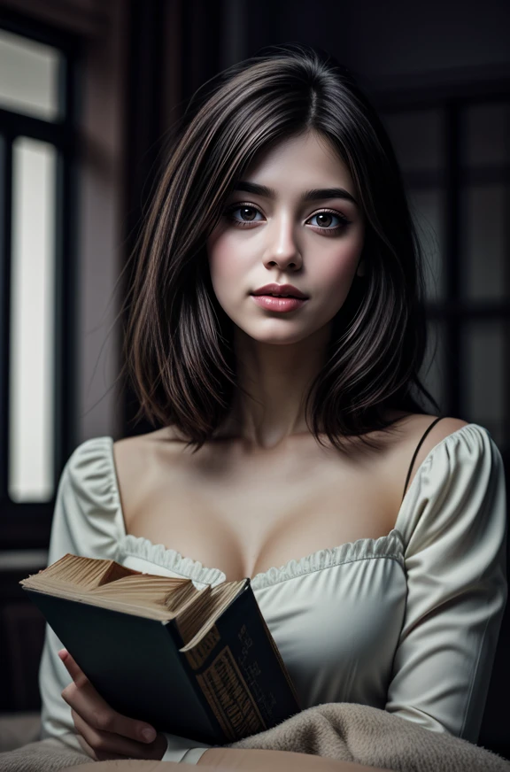 A photo of a beautiful cute young woman medium hair, holding a book]] by WLOP, by artgerm, <lora:Detail Slider V2 By Stable :0.4> <lora:NOISEOFFSET_V2_BY_STABLE_YOGI:0.8>