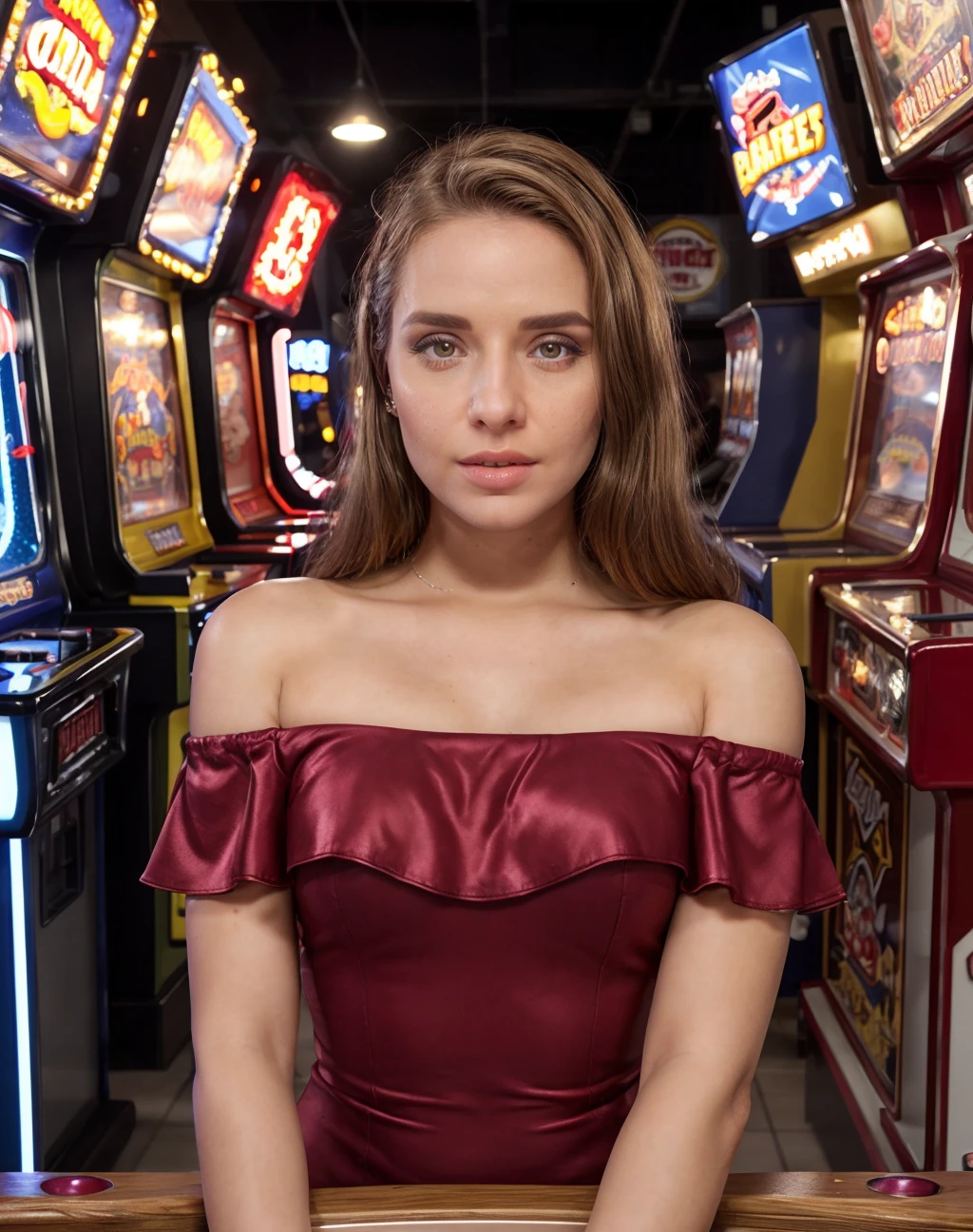 Sabrina Carpenter in a casino and naked with a smile