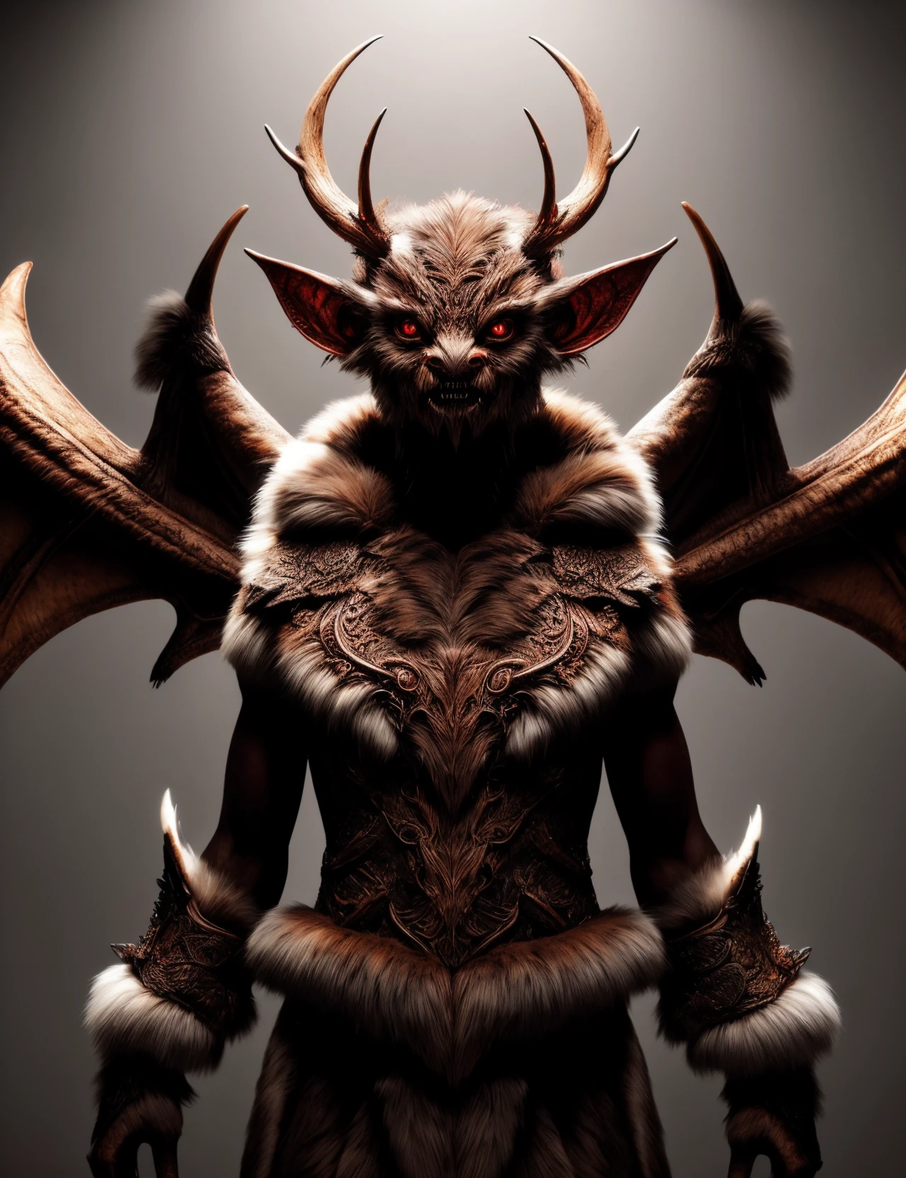hyper detailed masterpiece, dynamic, awesome quality, DonMR31nd33r, imp, small, mischievous supernatural humanoid creature, impish features, horns, pointed ears, sharp teeth, bat like leathery wings, fiery glowing eyes, clawed hands and feet, tail, red to dark shaded skin, trickster, servant of a higher power, malevolent <lora:DonMR31nd33r:0.8>