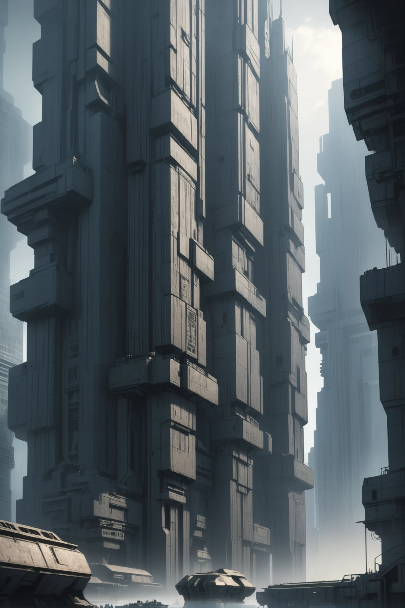 technobrutalist, gargantuan,epic fantasy megacity at the beginning of time<lora:EnvyTechnobrutalistXL01:0.5>