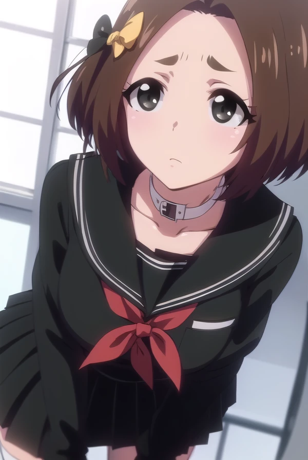 rikamakiba, <lora:rika makiba ova-lora-nochekaiser:1>,
rika makiba, short hair, brown hair, bow, (black eyes:1.5), ahoge, hair bow,
BREAK skirt, thighhighs, long sleeves, school uniform, serafuku, choker, black thighhighs, black skirt, collar, zettai ryouiki, black serafuku,
BREAK indoors, classroom,
BREAK looking at viewer, (cowboy shot:1.5),
BREAK <lyco:GoodHands-beta2:1>, (masterpiece:1.2), best quality, high resolution, unity 8k wallpaper, (illustration:0.8), (beautiful detailed eyes:1.6), extremely detailed face, perfect lighting, extremely detailed CG, (perfect hands, perfect anatomy),