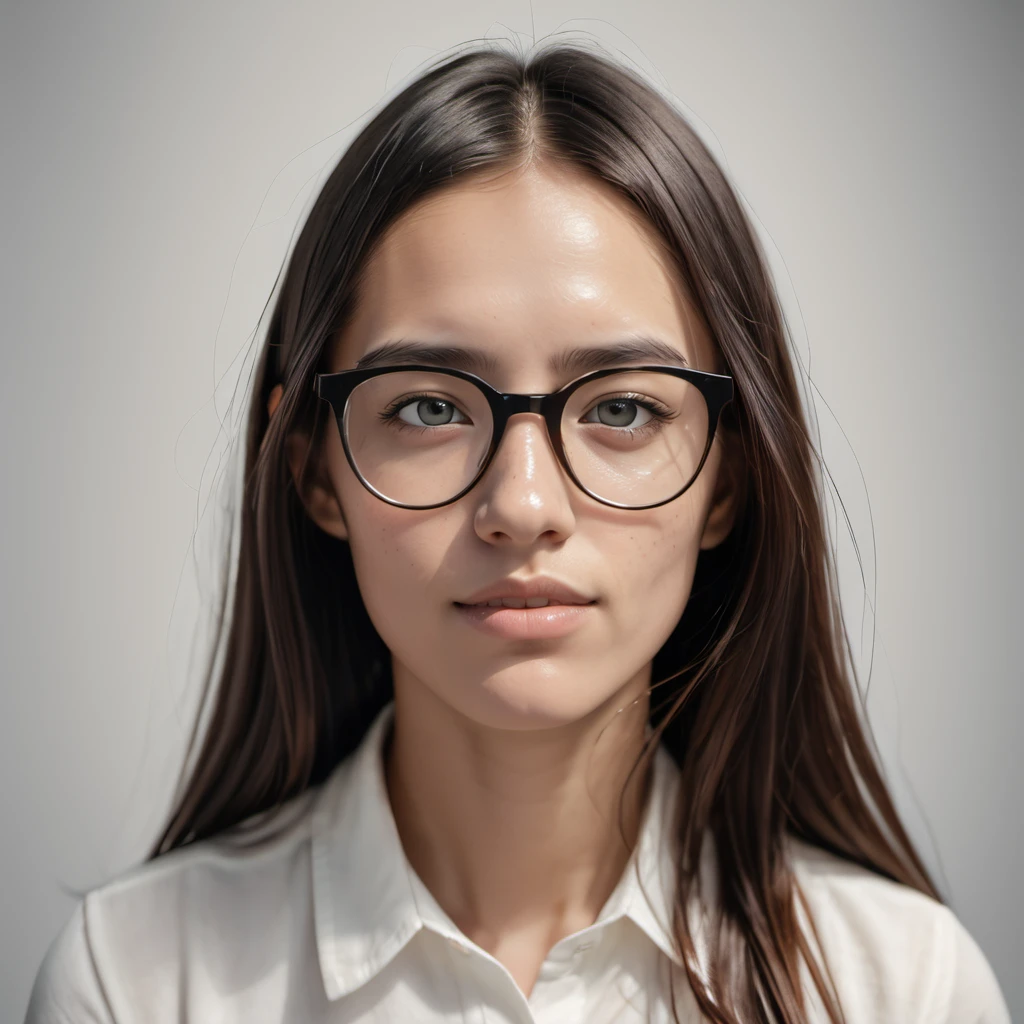 a young female, black-framed eyewear, portrait