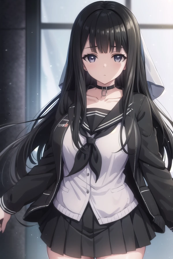 rinnebyakuya, <lora:rinne byakuya ova-lora-nochekaiser:1>,
rinne byakuya, long hair, bangs, black hair, (black eyes:1.5), blunt bangs,
BREAK skirt, thighhighs, long sleeves, school uniform, serafuku, choker, black thighhighs, black skirt, collar, zettai ryouiki, black serafuku,
BREAK indoors, classroom,
BREAK looking at viewer, (cowboy shot:1.5),
BREAK <lyco:GoodHands-beta2:1>, (masterpiece:1.2), best quality, high resolution, unity 8k wallpaper, (illustration:0.8), (beautiful detailed eyes:1.6), extremely detailed face, perfect lighting, extremely detailed CG, (perfect hands, perfect anatomy),