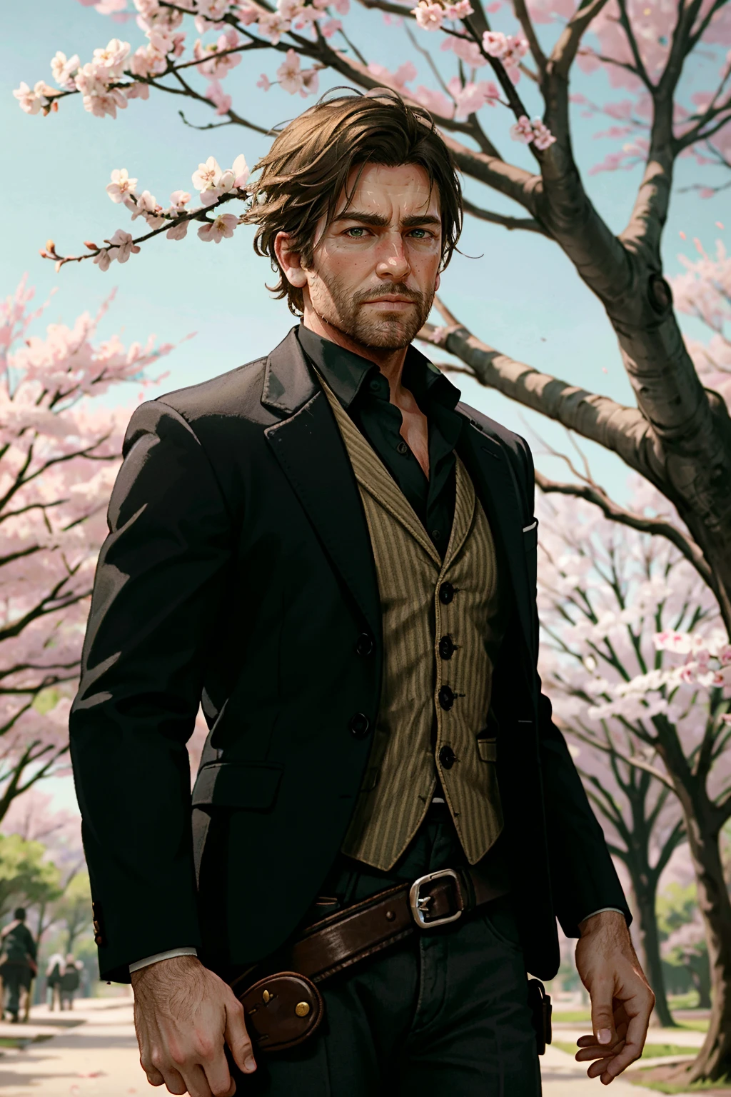 ((ultra detailed, masterpiece, best quality))
<lora:RDR2Arthur:0.8>
RDR2Arthur, 1boy, solo, cowboy shot, short hair, Beneath a cherry blossom tree in bloom, modern suit with a hint of traditional influence, stoic expression while holding a sakura branch