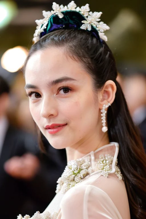 cislan, attending met gala, blurry background, bokeh,  <lora:Celeb_ChelseaIslan:0.7>, , masterpiece, (best quality:1.2), [:intricate details:0.2],