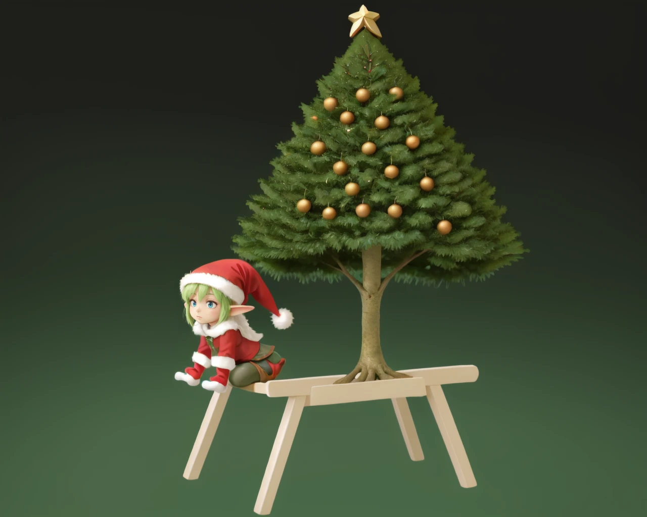 food, skewer, shoryo_uma, from side, <lora:shoryo_uma_v6:0.5>, tree, Christmas tree, <lora:XmasTad:1>, Epoch Elves, sit astride