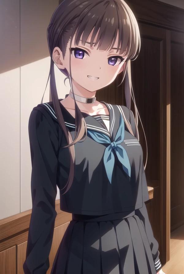 nemumanaka, <lora:nemu manaka ova-lora-nochekaiser:1>,
nemu manaka, brown hair, sidelocks, (purple eyes:1.1), smile, grin,
BREAK skirt, thighhighs, long sleeves, school uniform, serafuku, choker, black thighhighs, black skirt, collar, zettai ryouiki, black serafuku,
BREAK indoors, classroom,
BREAK looking at viewer, (cowboy shot:1.5),
BREAK <lyco:GoodHands-beta2:1>, (masterpiece:1.2), best quality, high resolution, unity 8k wallpaper, (illustration:0.8), (beautiful detailed eyes:1.6), extremely detailed face, perfect lighting, extremely detailed CG, (perfect hands, perfect anatomy),