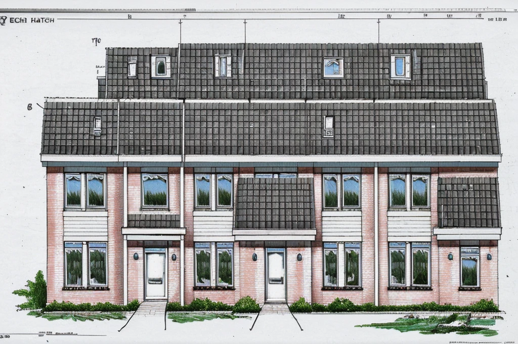 technical drawing of brick houses <lora:GriendenStyleMerged_04:1>