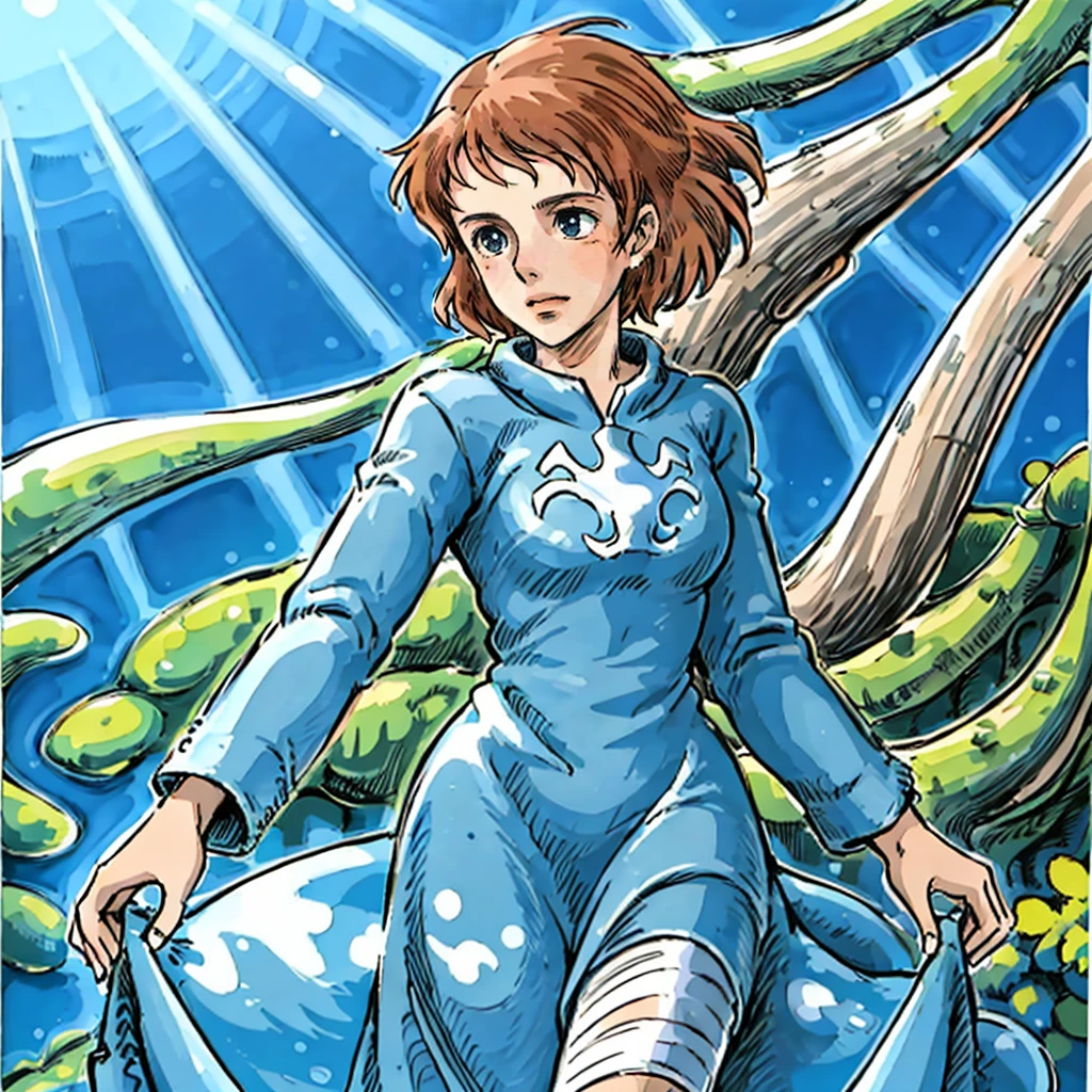 <lora:NausicaaC002:0.7>,
NausicaaC,1girl,
blue dress,
fungal forest,