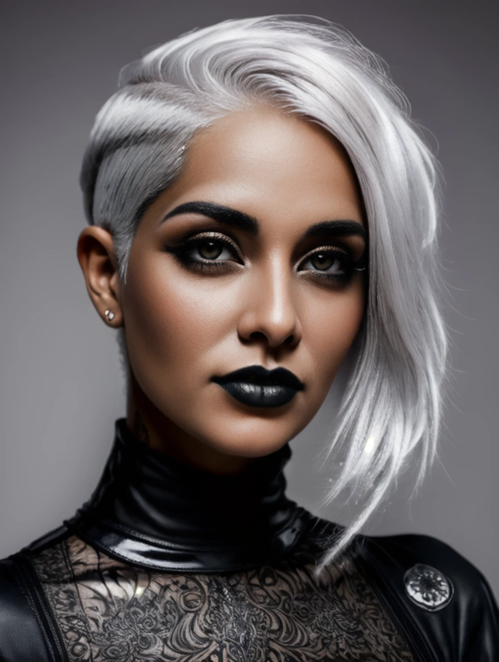 ReinaV2 <lora:ReinaV2-000008:0.8>, close up portrait of a gothic woman, rimlight reflection, rembrand light