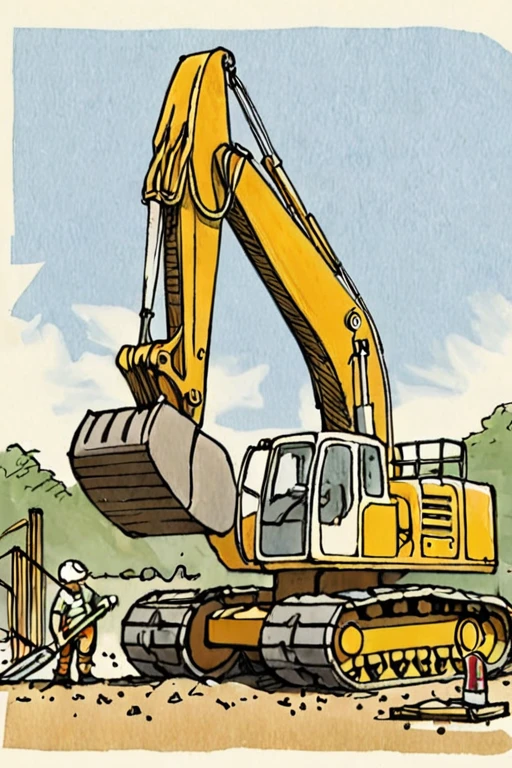 Illustration of construction digger by David Macaulay <lora:David_Macaulay_Style_XL_The_Way_Things_Work-000006:1>
