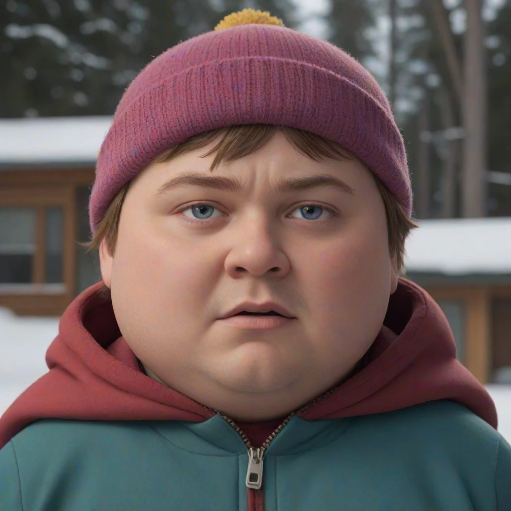 cinematic shot of a realistic eric cartman from south park
