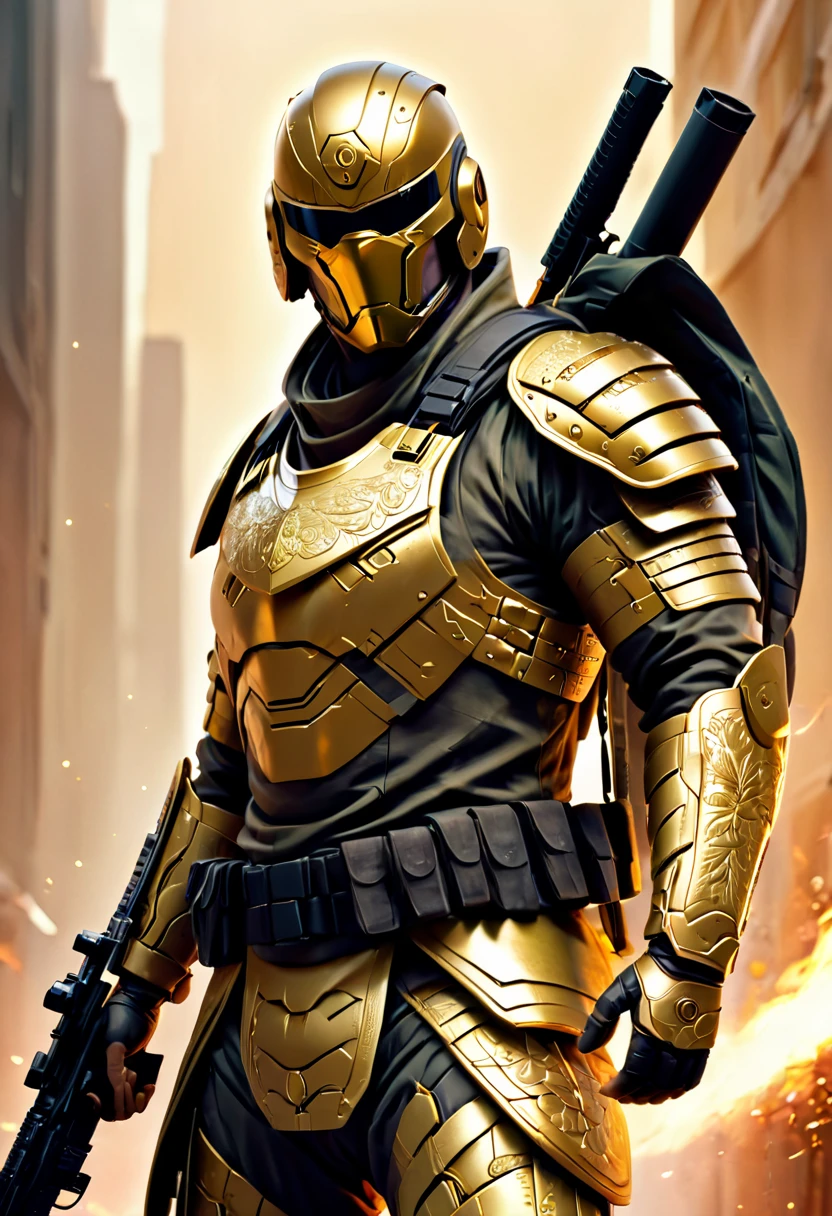 Illustration, elite soldier, mercenary, skilled warrior, mstltmrc, intricate details, natural lighting, masterpiece, highly detailed