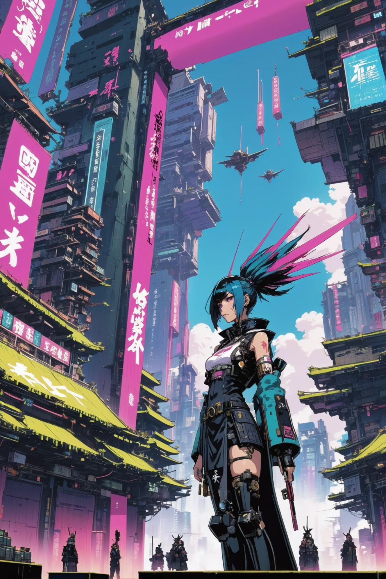 kyotopunk, cyberpunk, anime style, noon, scenery, "at the soaring Conclave"<lora:EnvyKyotopunkXL01:0.5><lora:EnvyBetterHiresFixXL01:0:hr=1>