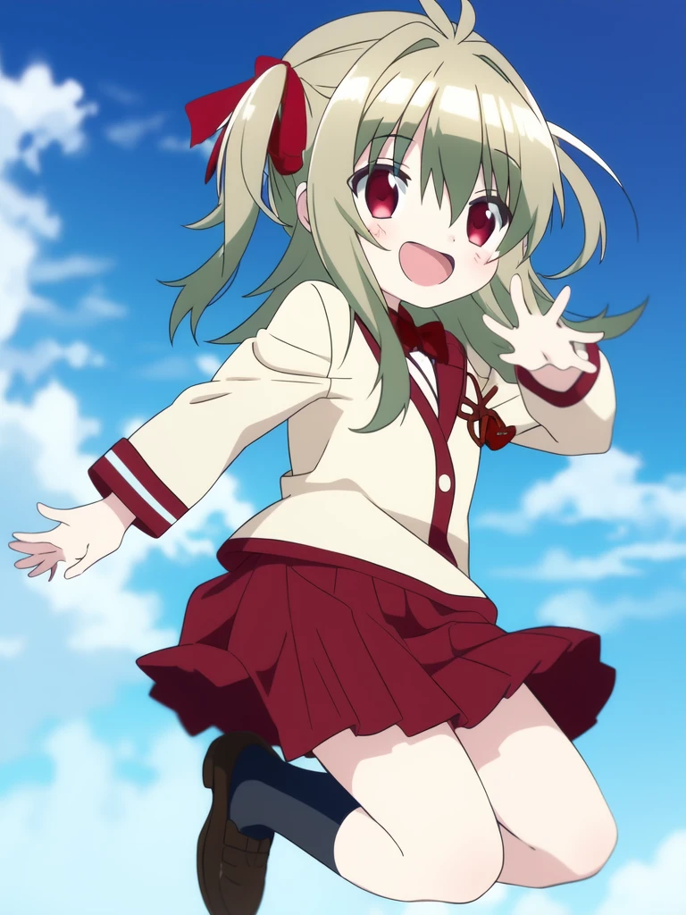 <lora:KidouinMakio:1>KidouinMakio, 1girl, solo, skirt, green hair, socks, smile, open mouth, school uniform, shoes, pleated skirt, two side up, :d
masterpeace