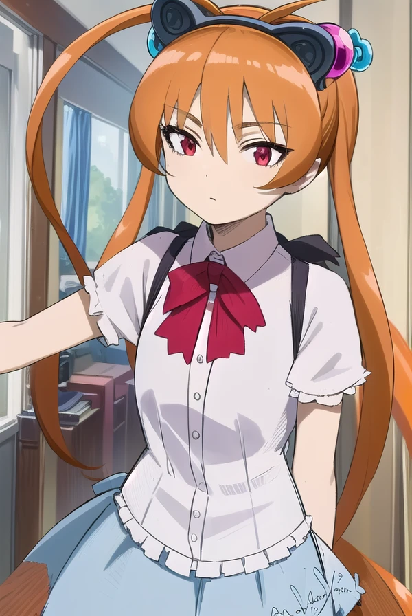alisasoutherncross, <lora:alisa southernrcross movie-lora-nochekaiser:1>,
alisa southerncross, long hair, hair ornament, animal ears, twintails, (red eyes:1.3), cat ears, orange hair,
BREAK skirt, shirt, bow, white shirt, short sleeves, wings,
BREAK looking at viewer, (cowboy shot:1.5),
BREAK <lyco:GoodHands-beta2:1>, (masterpiece:1.2), best quality, high resolution, unity 8k wallpaper, (illustration:0.8), (beautiful detailed eyes:1.6), extremely detailed face, perfect lighting, extremely detailed CG, (perfect hands, perfect anatomy),