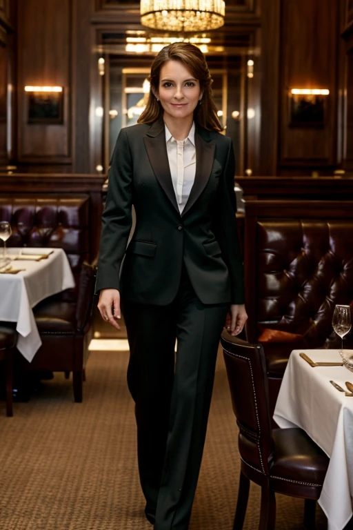 masterpiece, best quality, detailed face, business suit in a restaurant, <lora:Tina_Fey:1> 1girl, solo, a mature t1873f,