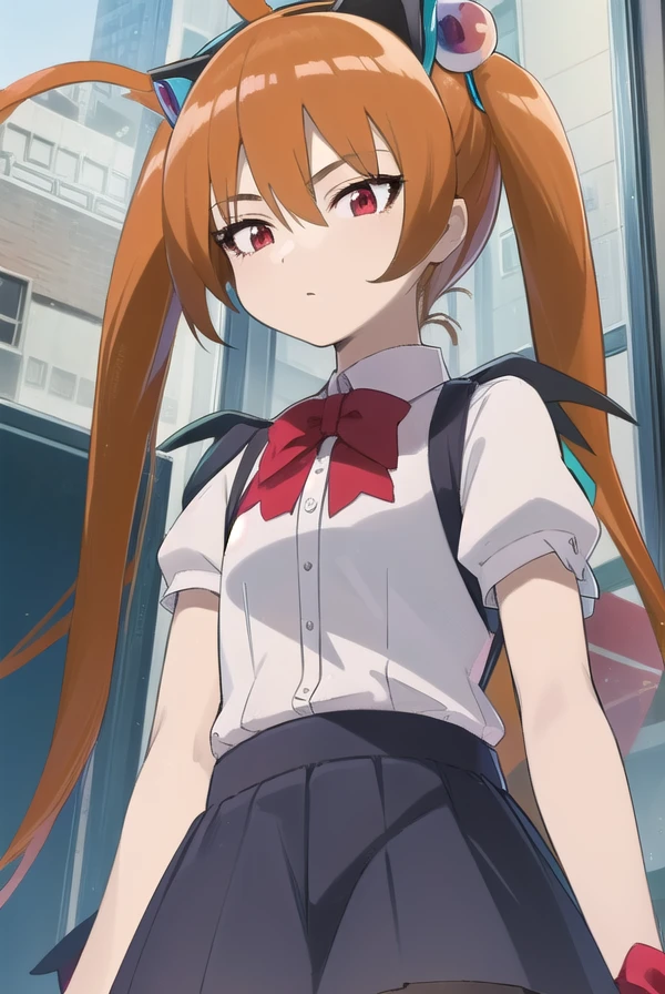 alisasoutherncross, <lora:alisa southernrcross movie-lora-nochekaiser:1>,
alisa southerncross, long hair, hair ornament, animal ears, twintails, (red eyes:1.3), cat ears, orange hair,
BREAK skirt, shirt, bow, white shirt, short sleeves, wings,
BREAK looking at viewer, (cowboy shot:1.5),
BREAK <lyco:GoodHands-beta2:1>, (masterpiece:1.2), best quality, high resolution, unity 8k wallpaper, (illustration:0.8), (beautiful detailed eyes:1.6), extremely detailed face, perfect lighting, extremely detailed CG, (perfect hands, perfect anatomy),