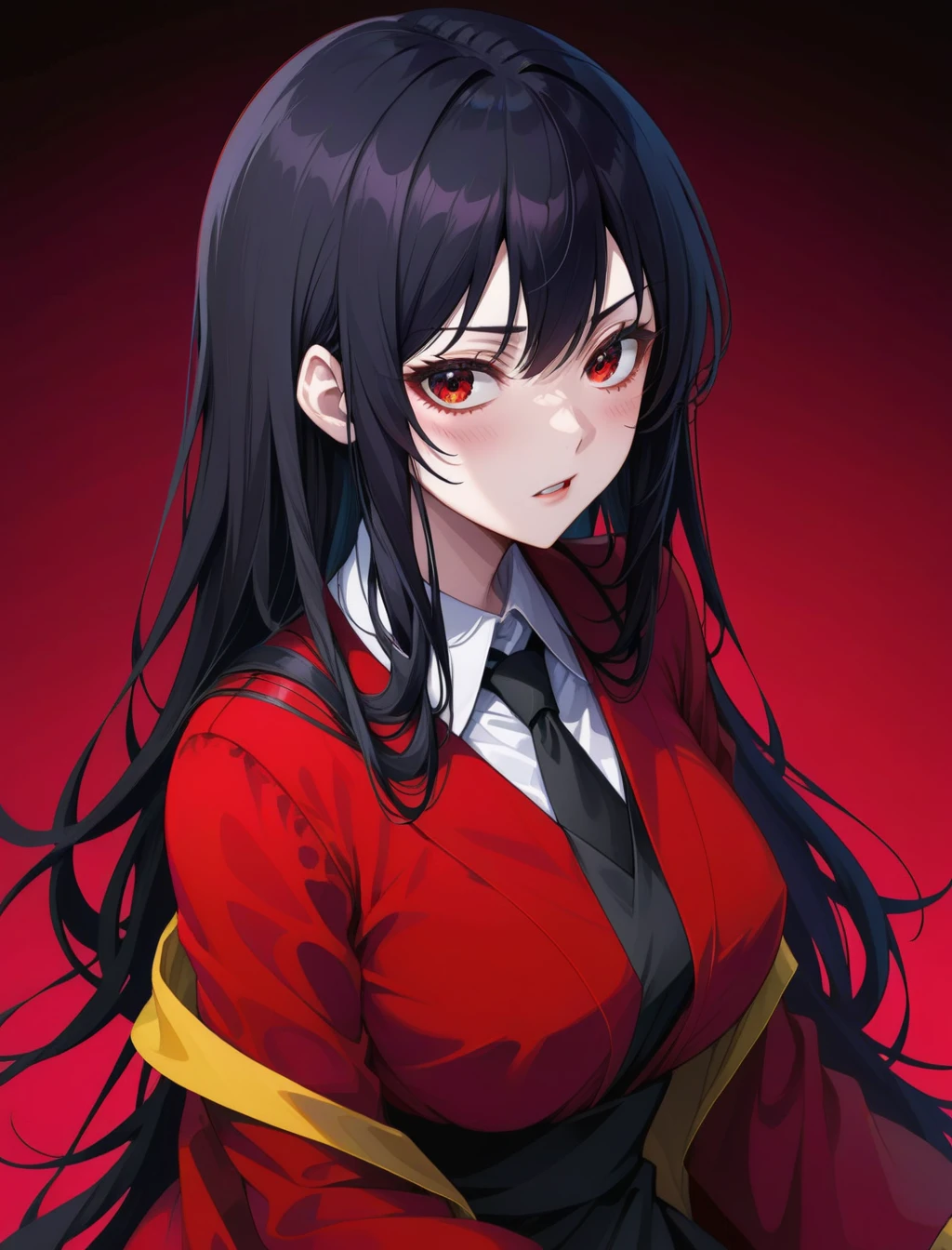 Anime girl in red shirt and black tie posing for a photo., by Yang J, extremely detailed artegerm, rin tohsaka, artegerm JSC, guweiz style artwork, Beautiful artwork digital, artegerm. high detailled, Range Murata and artegerm, style artegerm, ig model | artegerm
