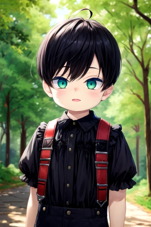 (best quality:1.1), (masterpiece:1.4), , 1boy, solo, male focus, , upper body, depth of field, ligne claire, realistic, <lora:gakuto_yuzuki:0.94>, gakuto_yuzuki, black hair, green eyes, short hair, child, disco costume, Wonderland: A wild and fantastical place, ruled by the Queen of Hearts,