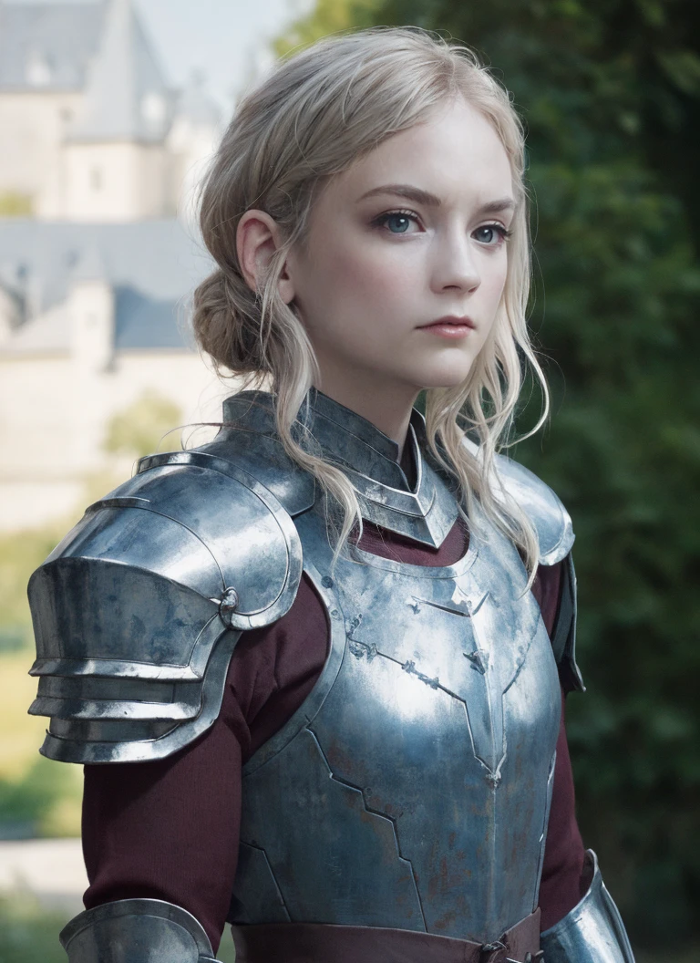 portrait photography, princess warrior, metal armor, fierce, castle background, soft colors, bokeh, (high detailed skin:1.1)
<lora:emily_kinney_lora_v01:1> 3mk1n1