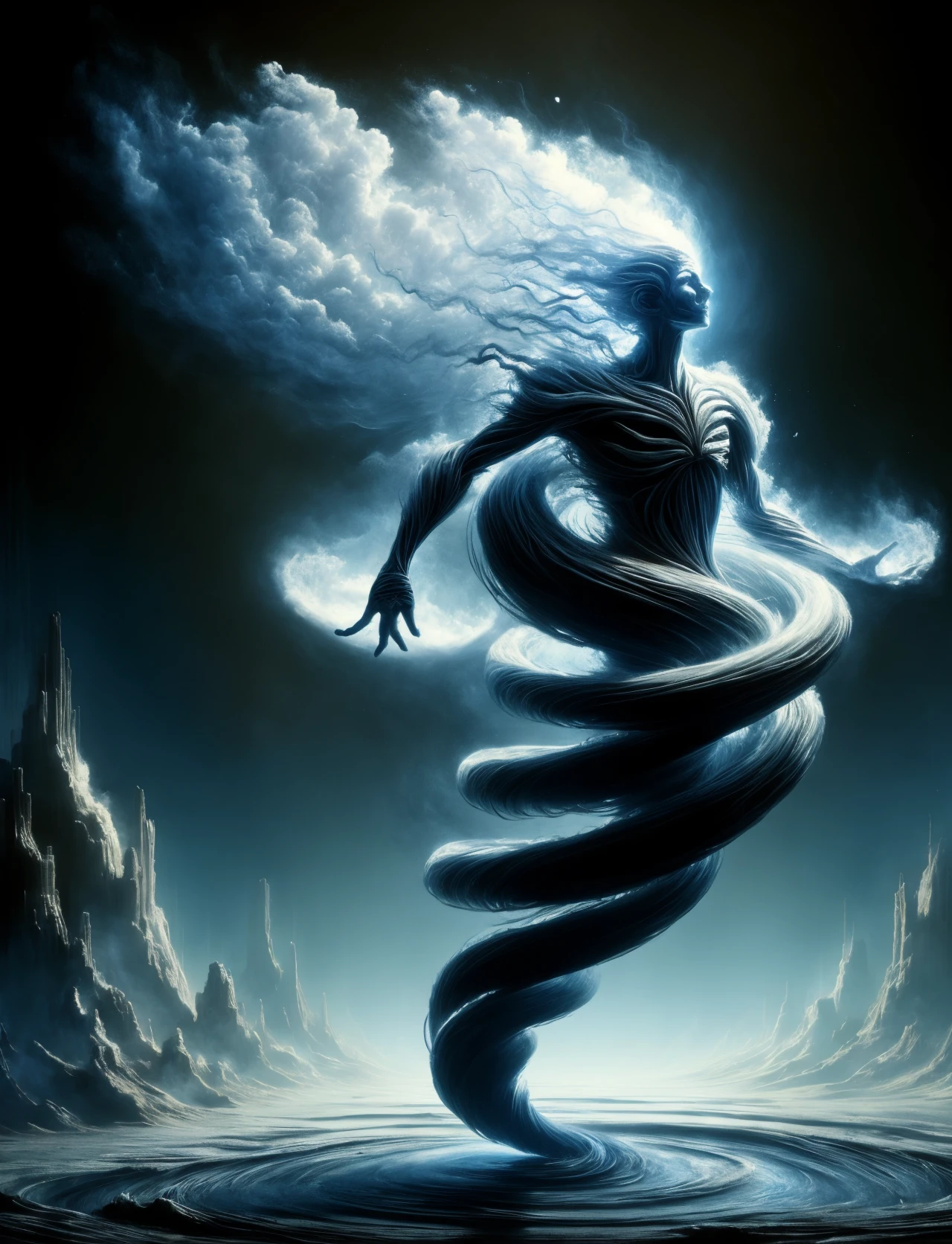 hyper detailed masterpiece, dynamic, awesome quality,oversized shadowy summoning DonM3l3m3nt4l, ethereal,sweet,aberrant,oxygen-rich air,rippling <lora:DonM3l3m3nt4l:0.85>