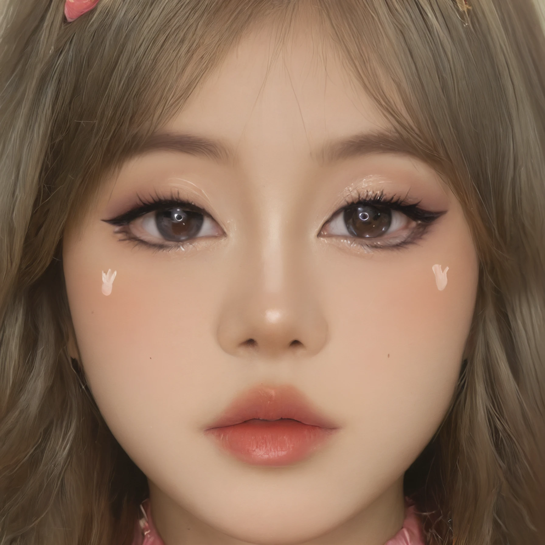 photorealistic, highly detailed photograph of a young woman with brown hair wearing kawaii makeup <lora:Kawaii_Makeup_XL-000008:1.2>