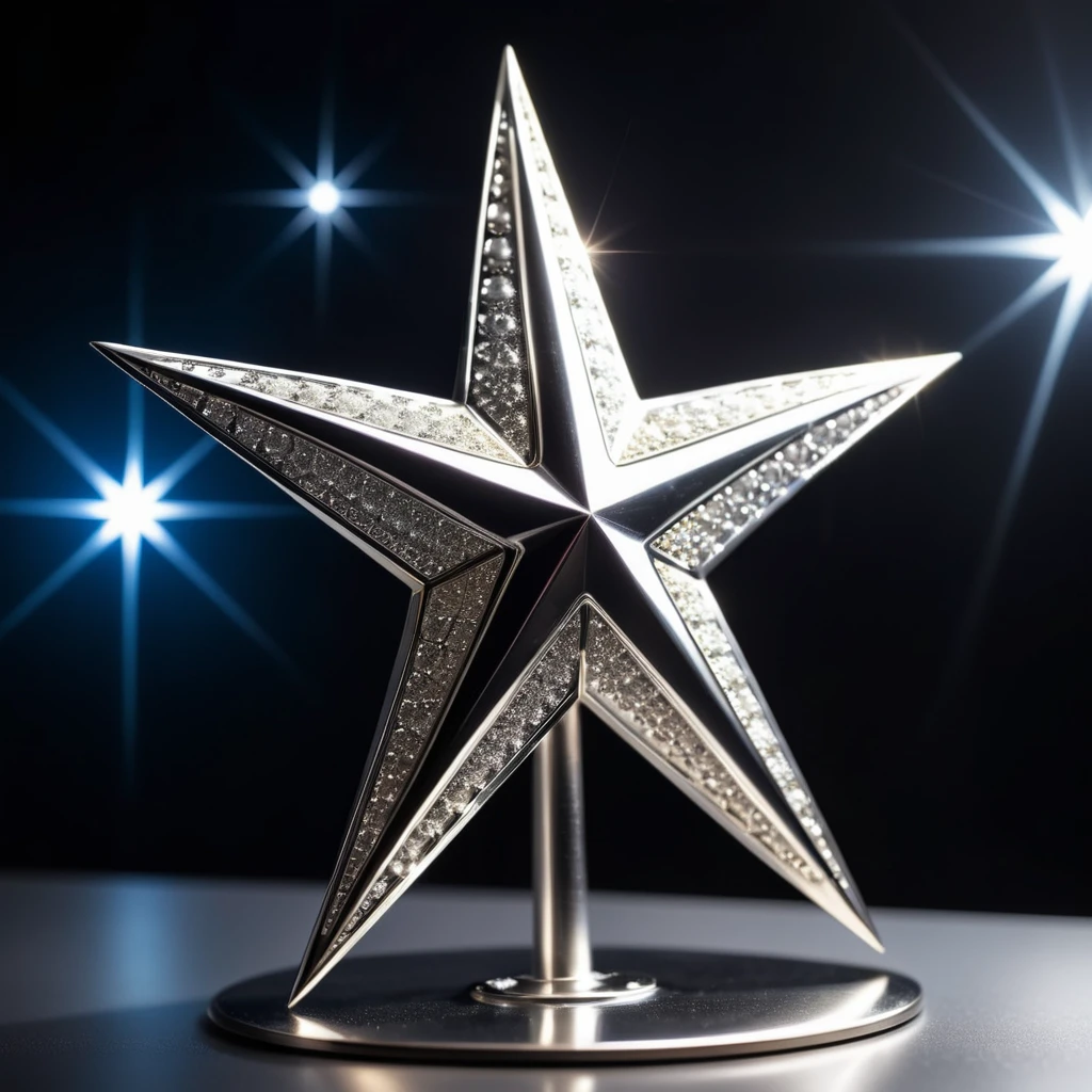 epic Silver Star, (perfectly-lit, crisp focus, absurdres, 8k UHD, HDR, vivid color, depth of field, contrast, clarity, balance)