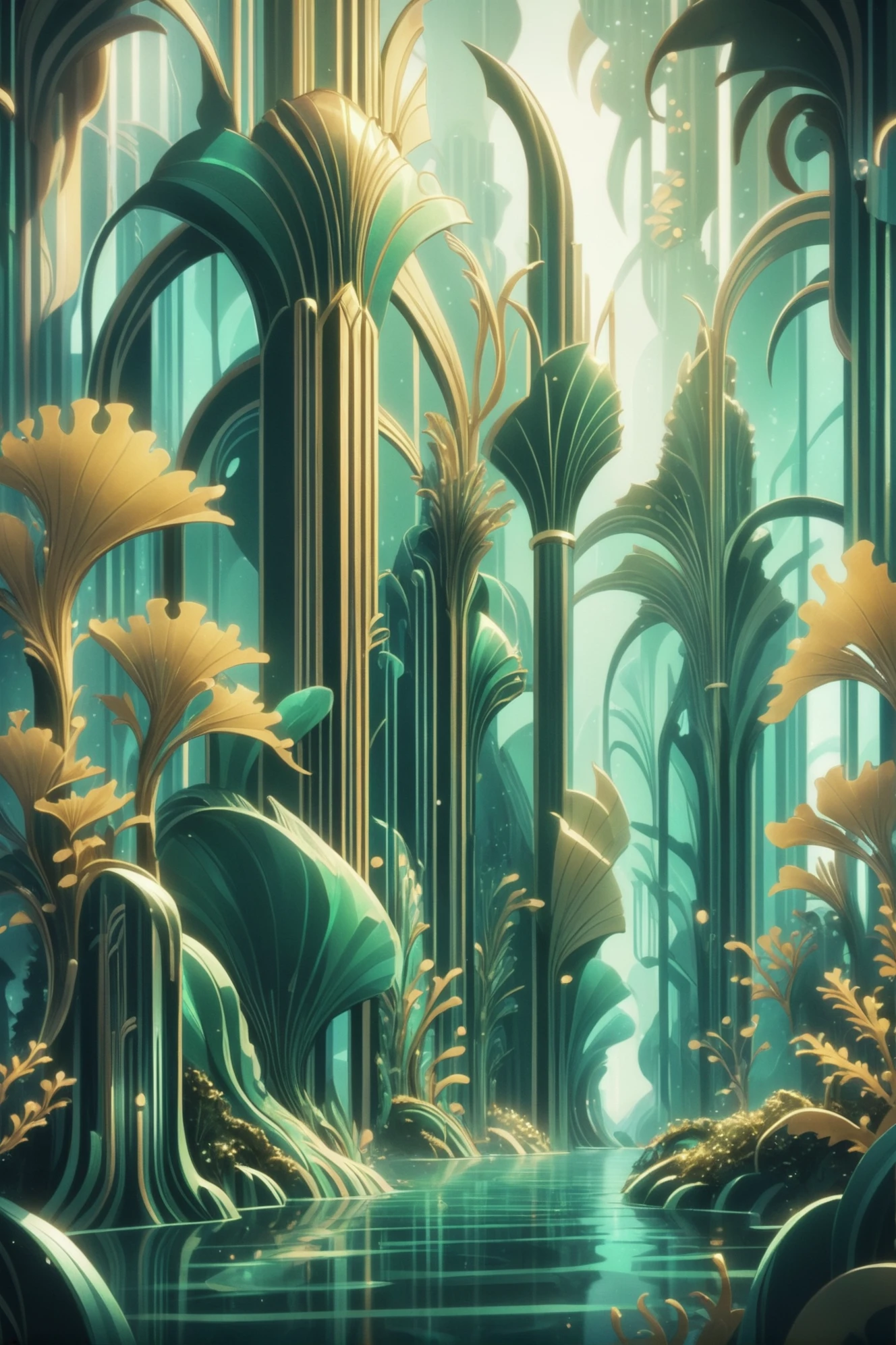 fantasy art deco, cinematic color grading, fantasy, Kelp Forest<lora:EnvyFantasyArtDecoXL01:1>
