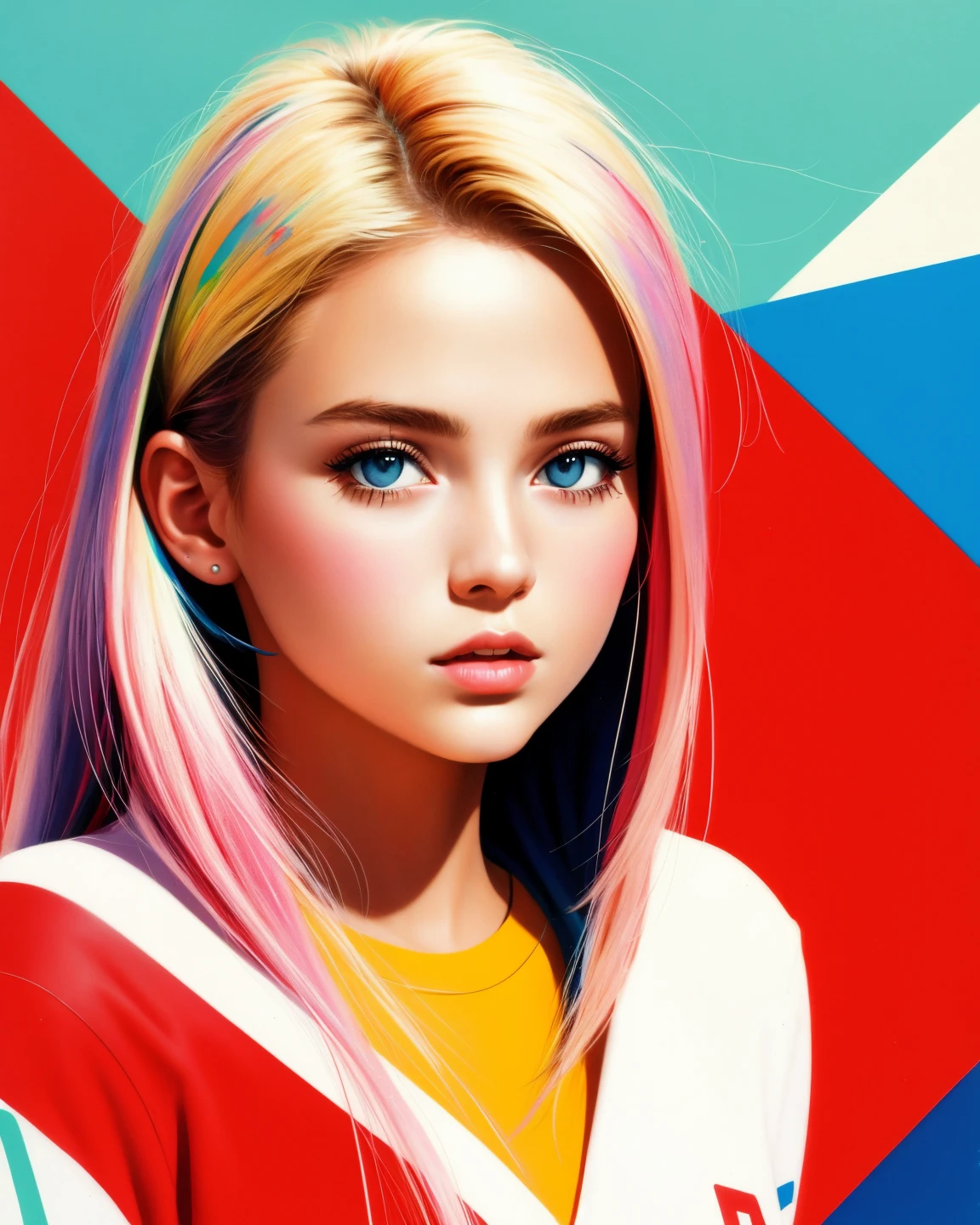 -- Minimalist, Art, Painting, Illustration of Girl, Ultra high details, 1990s vibes