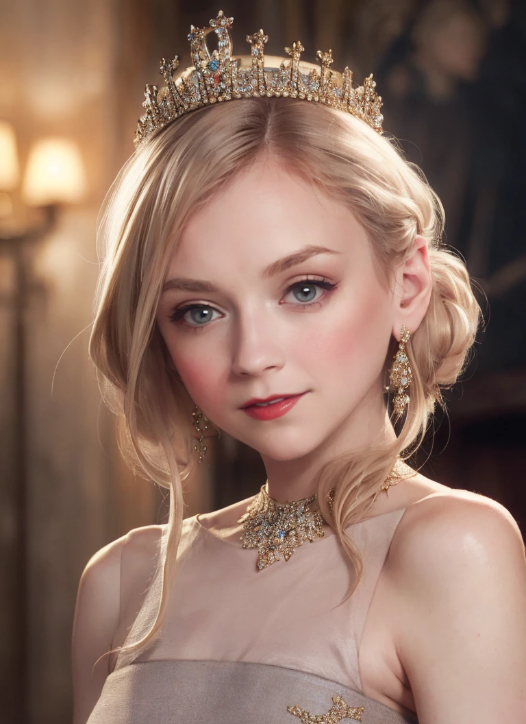 portrait photography, medieval era princess, crown, elegant princess dress, sweet smile, castle background, soft colors, bokeh, (high detailed skin:1.1)
<lora:emily_kinney_lora_v01:1> 3mk1n1