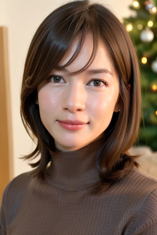 1girl,(wearing a turtleneck sweater),(winter jacket),(RAW photo, best quality), (realistic, photo-realistic:1.4), masterpiece, an extremely delicate and beautiful, extremely detailed, 2k wallpaper, Amazing, finely detail, extremely detailed CG unity 8k wallpaper, ultra-detailed, highres, soft light, beautiful detailed girl, extremely detailed eyes and face, beautiful detailed nose, beautiful detailed eyes,cinematic lighting,snow scenery,fireplace,(christmas tree,christmas decorations),perfect anatomy,slender body,
<lora:unairisa_lora:0.8>,smile