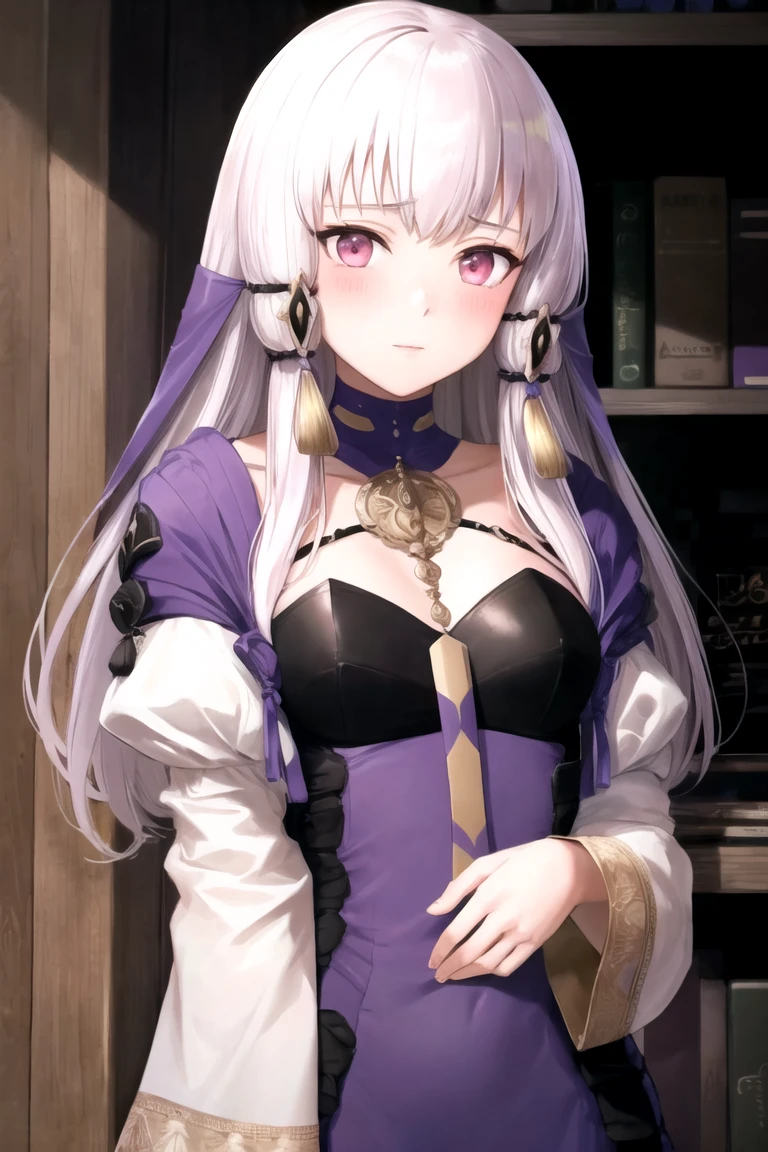 (highly detailed:1.3)
lysithea_war, blush, hair ornament, long sleeves, closed mouth, upper body, purple dress,
Ultra-detail,(highres:1.1),best quality,(masterpiece:1.3), cinematic lighting
<lora:Lysithea_war:1>